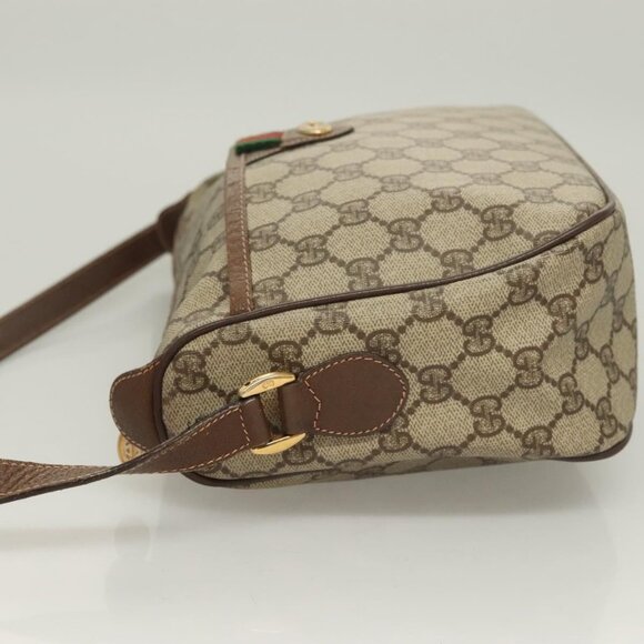 GUCCI GG Supreme Web Sherry Line Bag PVC Beige Gold - Picture 11 of 15